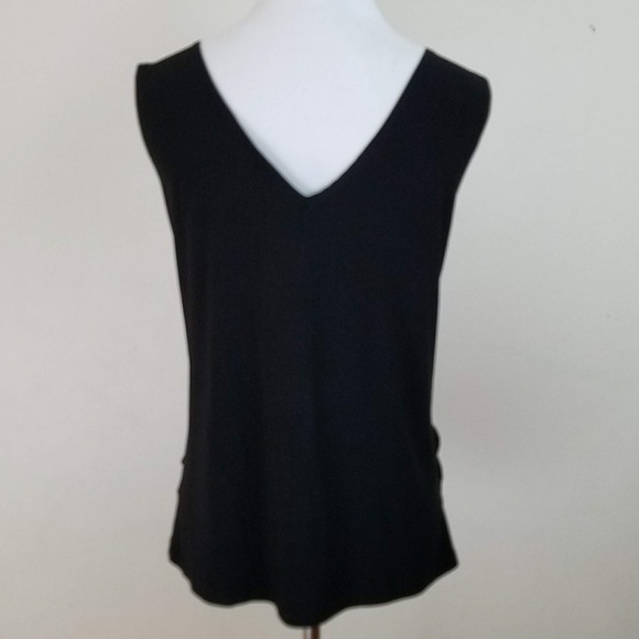 black plunging neckline top
